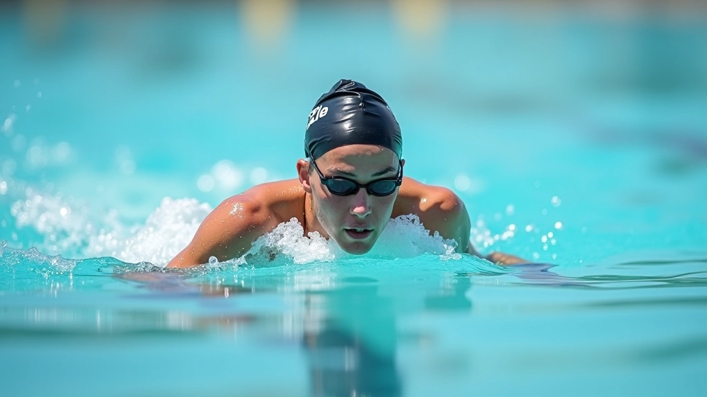 Close-up demonstration of proper sighting technique during open water freestyle swimming
